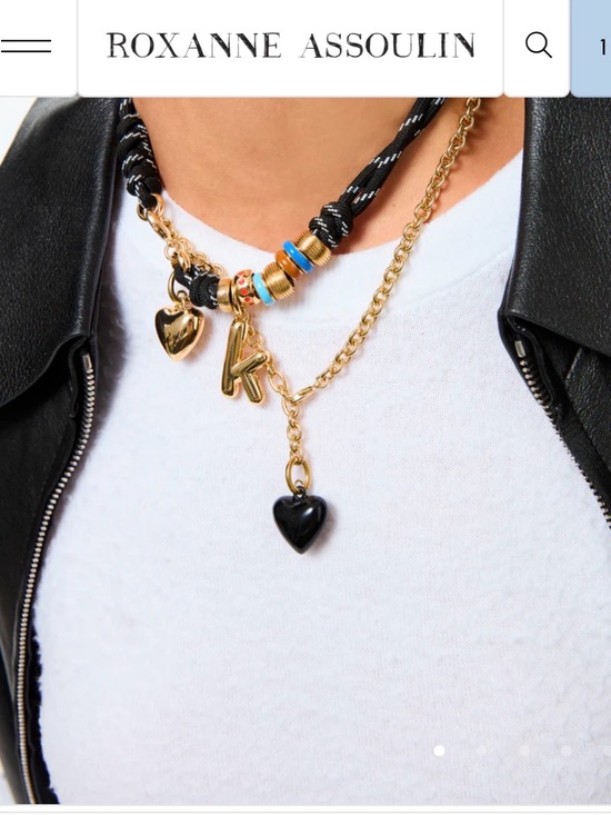 Roxanne Assoulin Jewelry - Roxanne Assoulin Black Cord Necklace with Gold Heart and Multicolor Beads